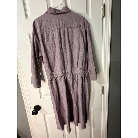 Gap Linen Blend Dress Western Size XL Button Up Pockets Long Sleeve Boho - Picture 3 of 3